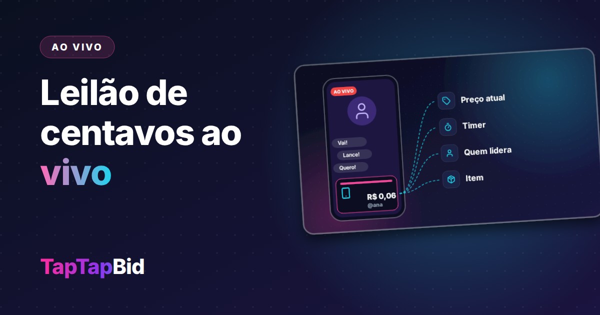 Leilão de Centavos ao Vivo: Como Funciona Dentro de uma Live